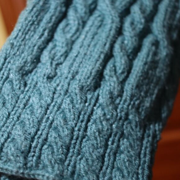 Vintage Heavy Cable Knit Chunky Gold-Button Cardigan Sweater Large Wool Blend - Picture 9 of 12